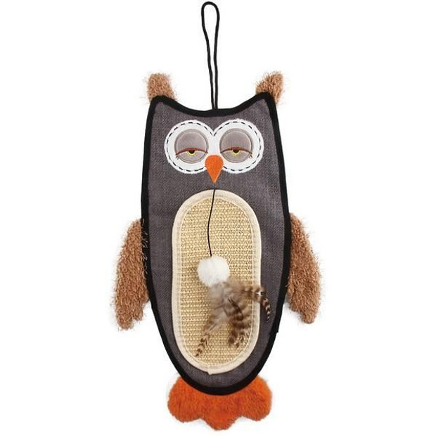 GiGwi Owl Cat Scratcher Interactive Toy with Sisal Belly & Catnip