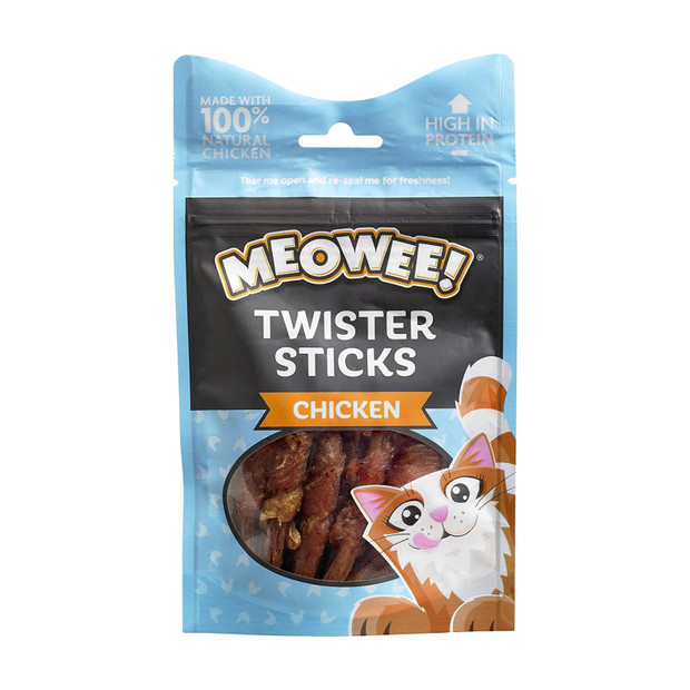 Meowee Chicken Breast Twister Sticks Chew Treat Meaty Dog Snack
