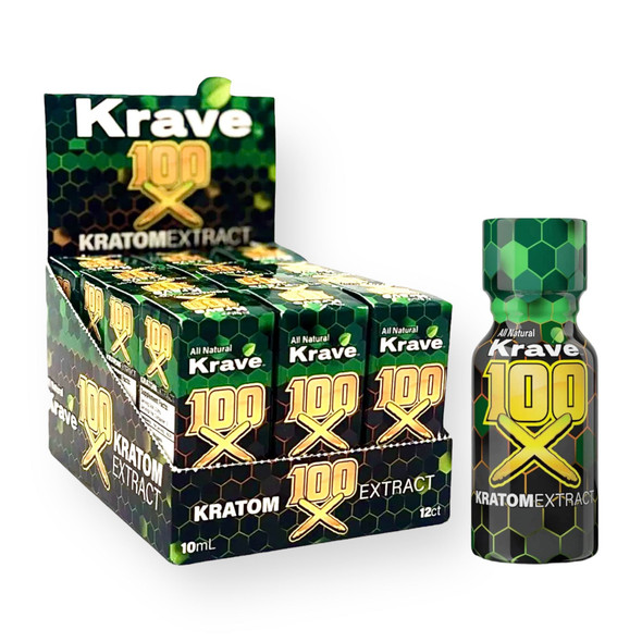 Krave Kratom Extract Shot 100x Box.