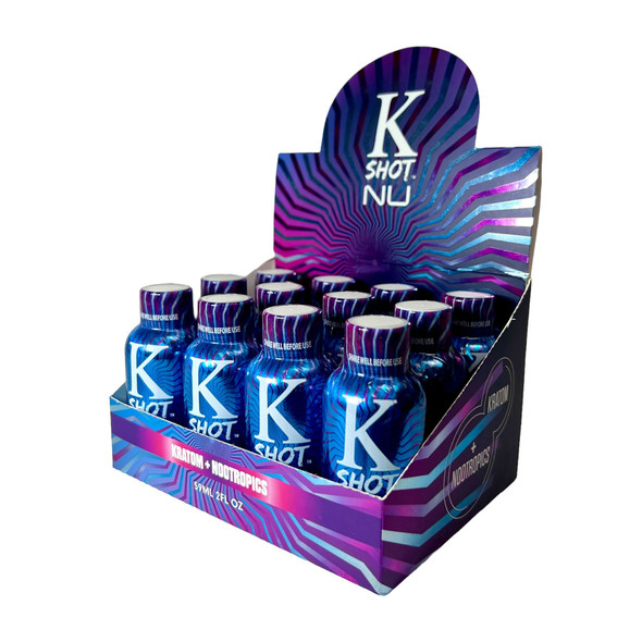 K Shot Nu Kratom + Nootropics 2 oz Box.