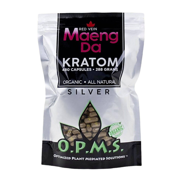 OPMS Silver Red Vein Maeng Da Kratom 480 Capsules.