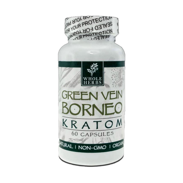 Whole Herbs Kratom Capsules Green Borneo 60 capsules.