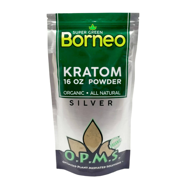 OPMS Silver Super Green Borneo Kratom 16 Oz Powder.