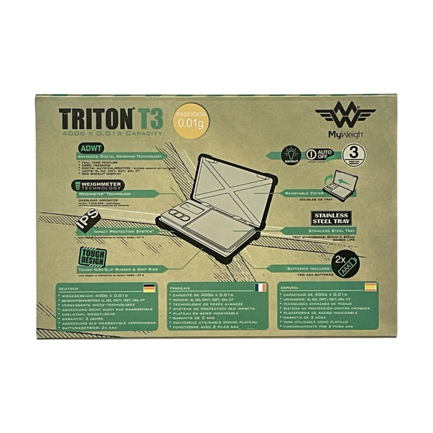 Triton T3 Digital Pocket Scale Back of the Box