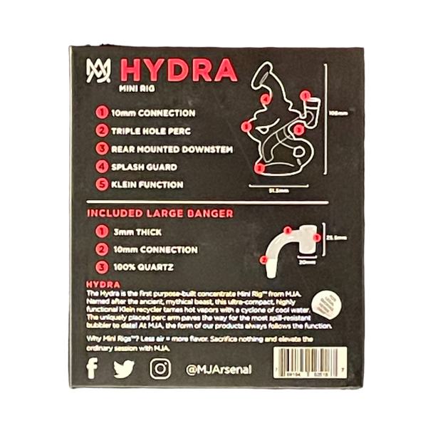 MJ Arsenal Hydra 3.8" Mini Rig -Back of the Box