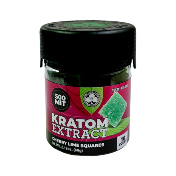 Club 13 Kratom Extract Gummies Cherry Lime Squares