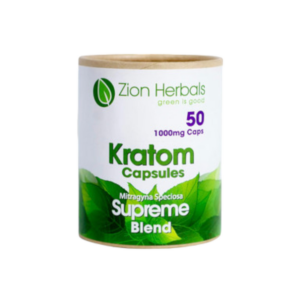 Zion Herbals Kratom Jumbo Capsules Supreme Blend 1000mg 50ct
