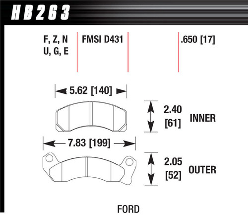 Hawk Brake Performance Street Brake Pads (4) (HB263F.650)