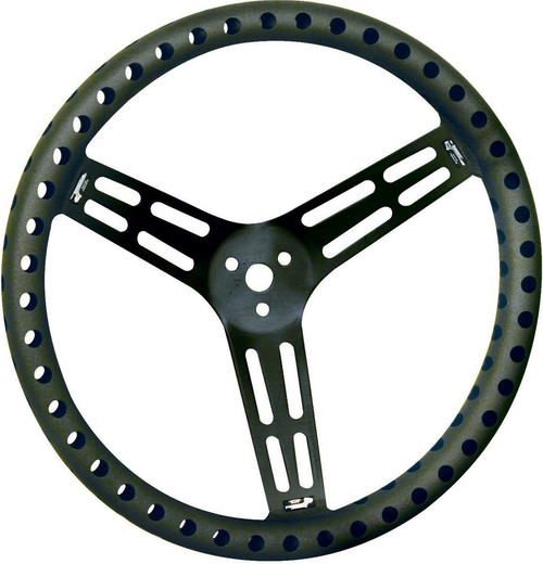 Longacre Steering Wheel 15in Dished Drilled Black (52-56838)