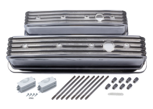 Mr. Gasket SBC Cast Alm Valve Cover Set Finned Style Pol. (6856G)