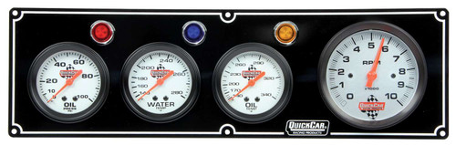 Quickcar Racing Products 3-1 Gauge Panel OP/WT/OT w/3-3/8in Tach Black (61-67413)