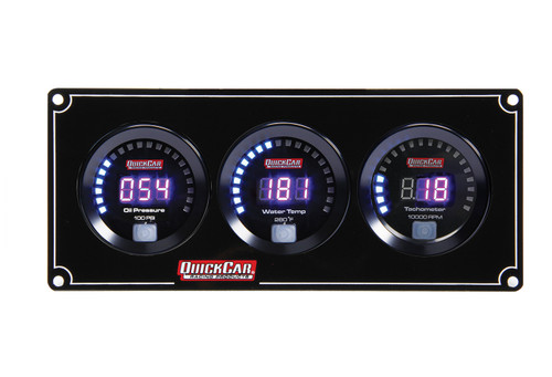 Quickcar Racing Products Digital 2-1 Gauge Panel OP/WT w/Tach (67-2031)