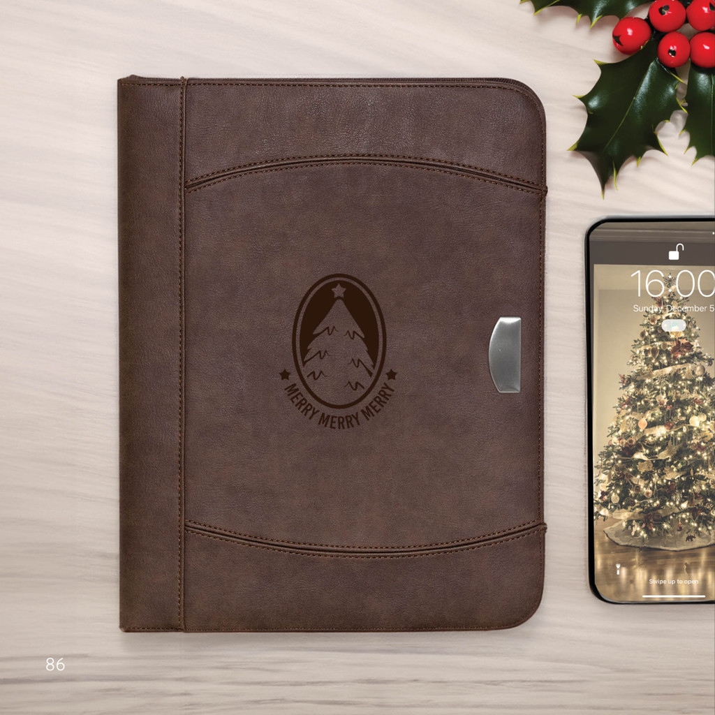 Zippered Notebook Portfolio - Brown