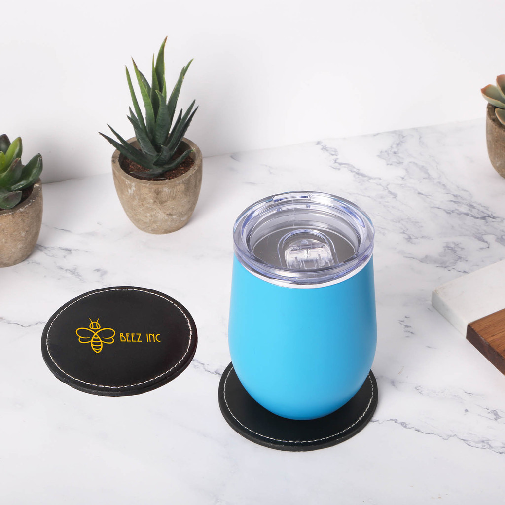 Benson Bonded Leather Round Coaster Single:Single