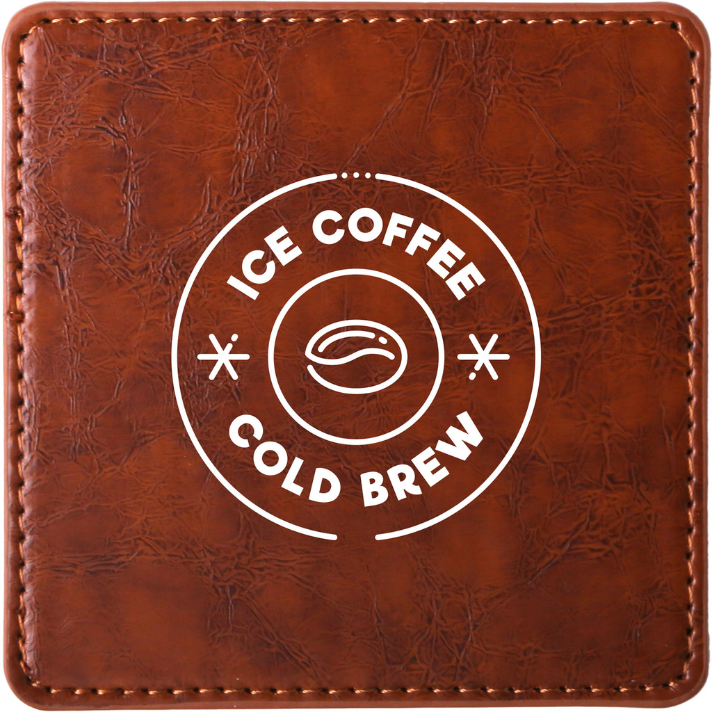 Watson Square Pu Leather Coaster: Single:Single