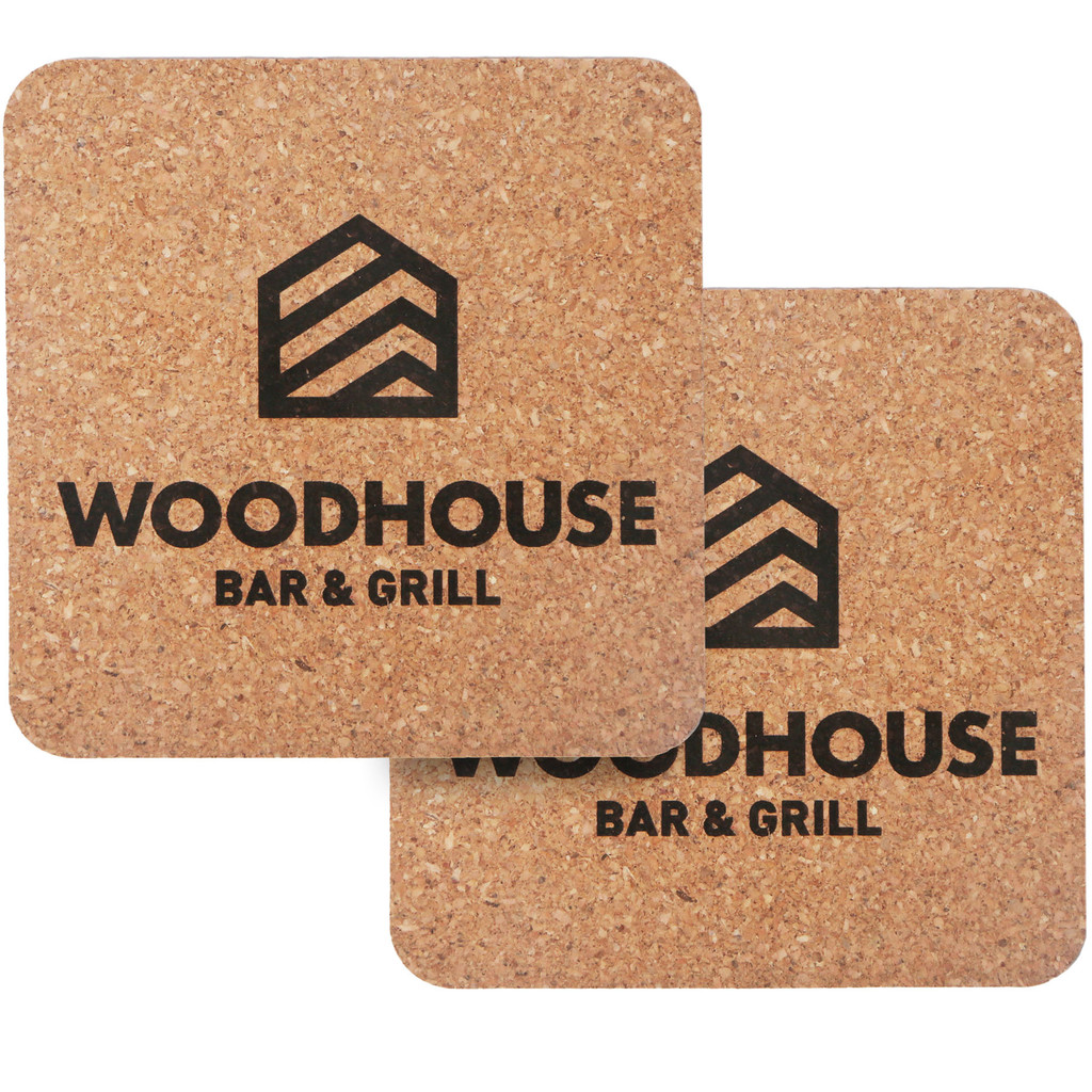 Laser Engraved Recycled 3Mm Square Cork Coaster: 2 Sided, Sq:2 Sided, Square