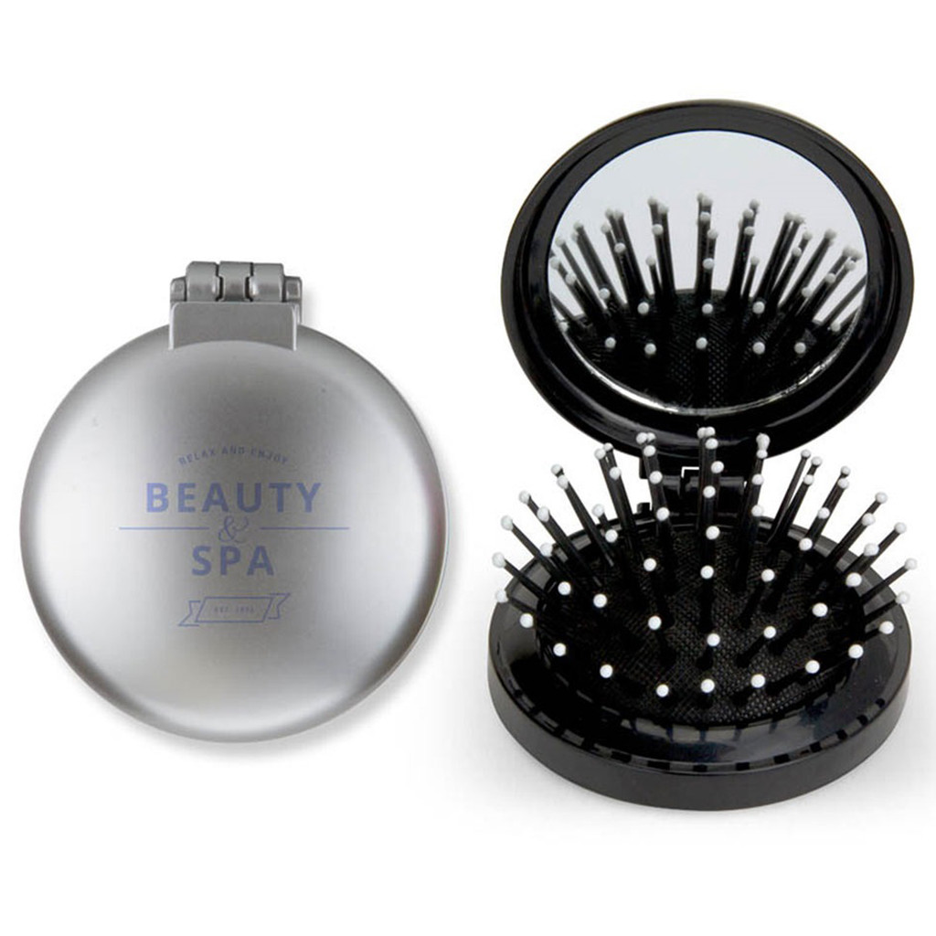 Compact Hair Brush With Mirror