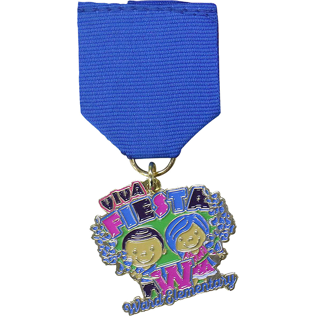 Fiesta Medals: 1 1/2" W X 1 1/2" H X 1/16" D:1 1/2" W x 1 1/2" H x 1/16" D