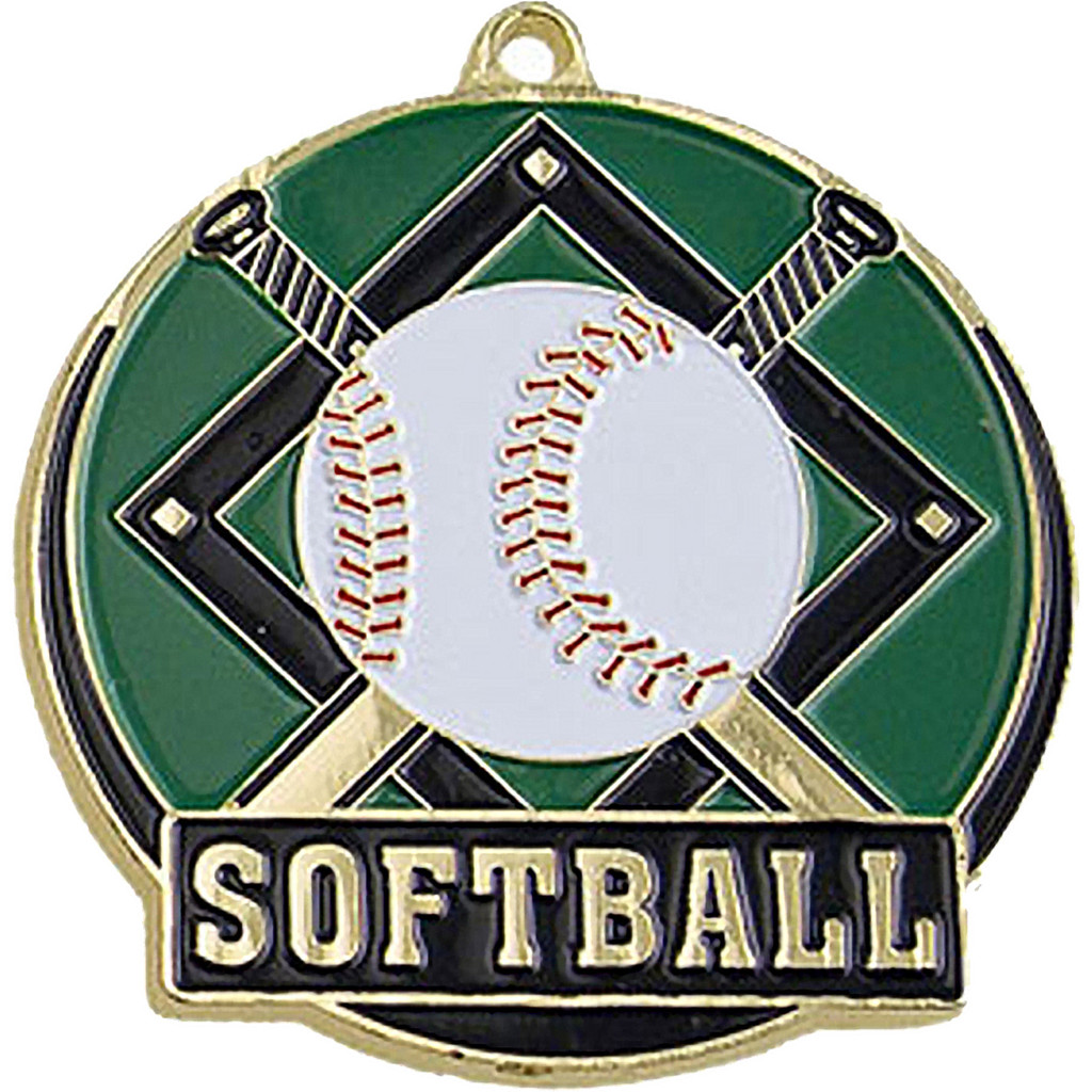 Stock Gold Enamel Sports Medals: Softball:Softball