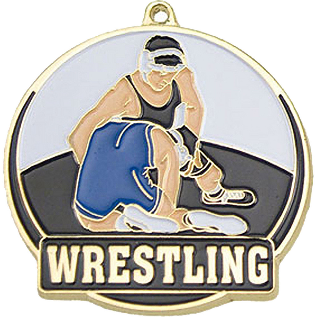 Stock Gold Enamel Sports Medals: Wrestling:Wrestling