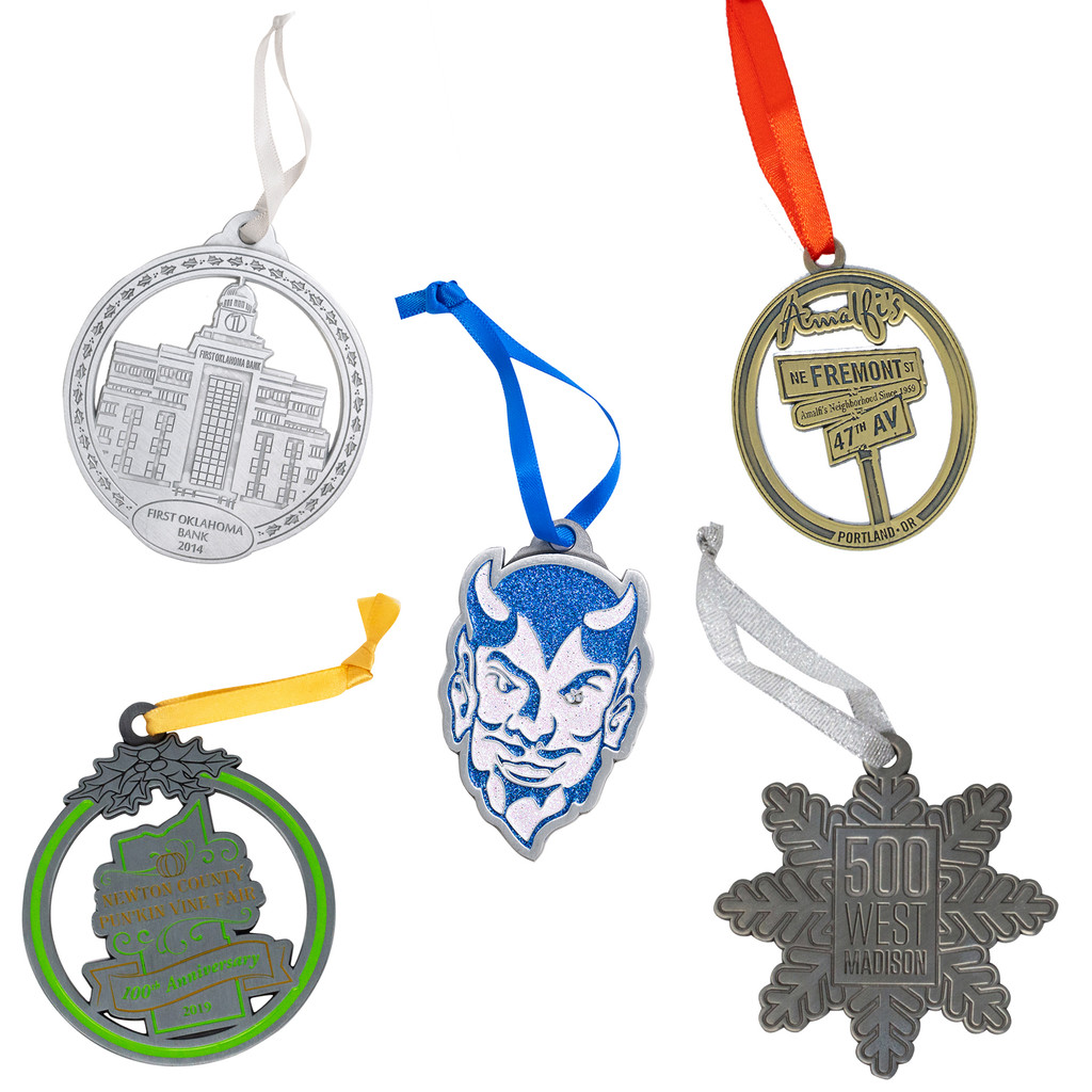 Die Struck Ornaments: 2 1/2" W X 2 1/2" H:2 1/2" W x 2 1/2" H