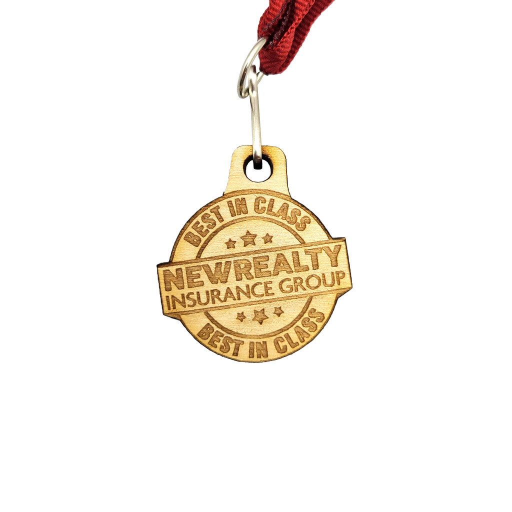 Wood Medals: 1 1/2" W X 1 1/2" H:1 1/2" W x 1 1/2" H