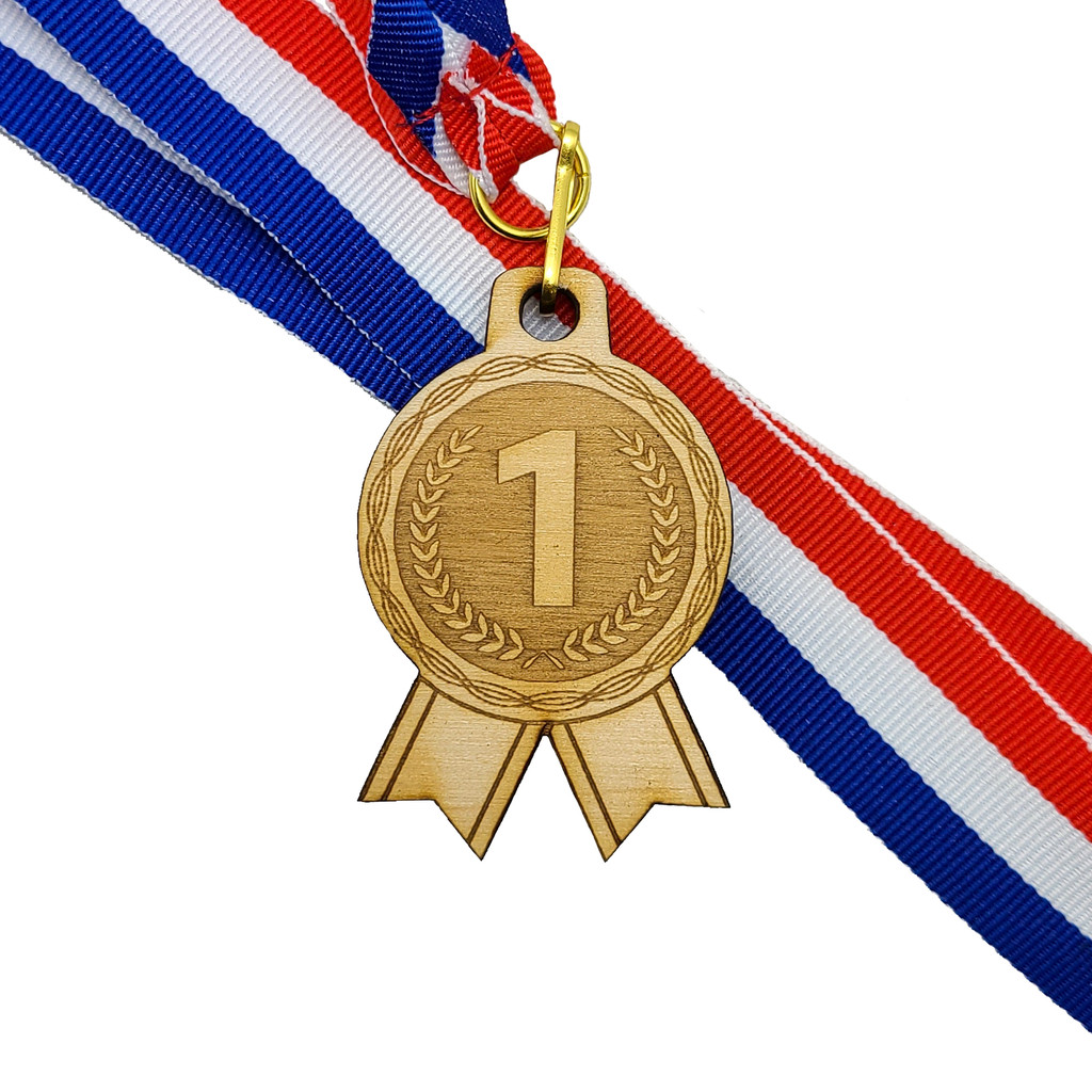 Wood Medals: 2 1/4" W X 2 1/4" H:2 1/4" W x 2 1/4" H