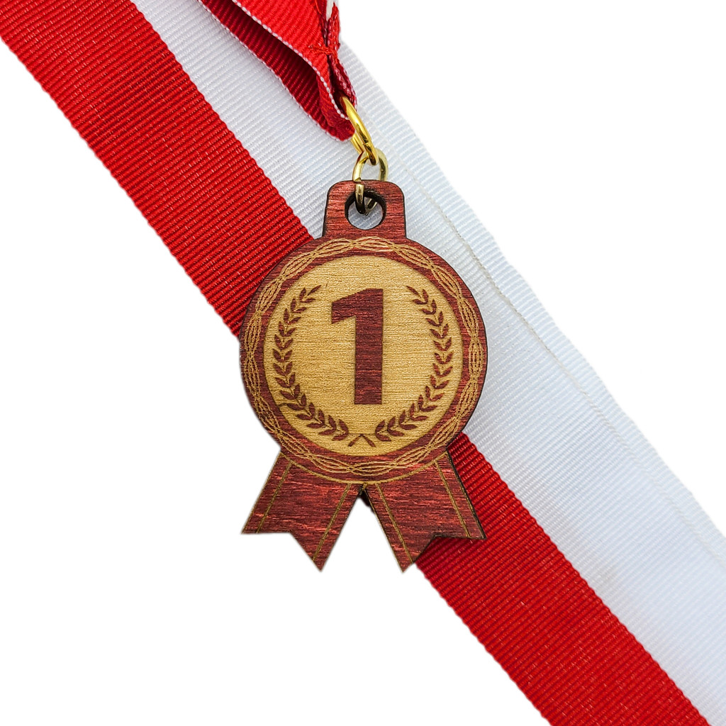 Wood Medals: 2 1/4" W X 2 1/4" H:2 1/4" W x 2 1/4" H