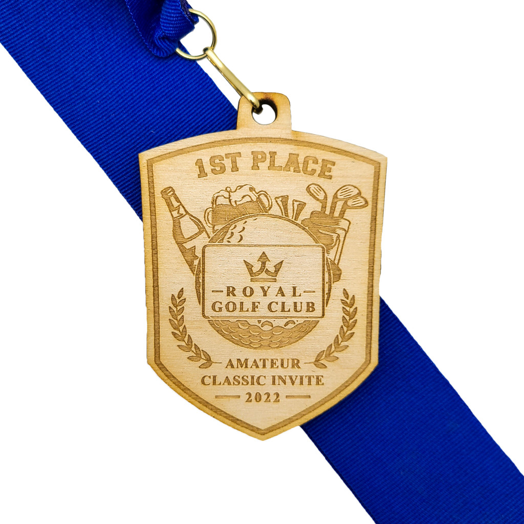 Wood Medals: 3 1/4" W X 3 1/4" H:3 1/4" W x 3 1/4" H