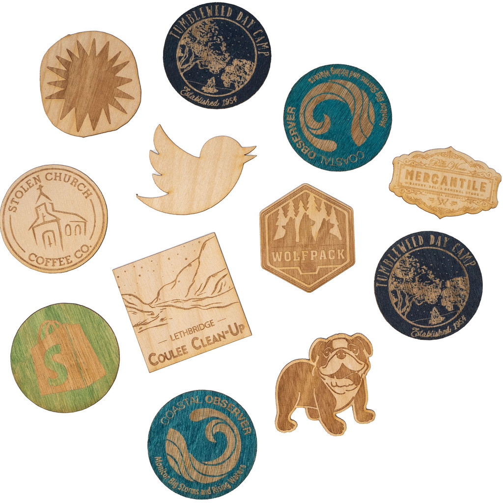 Wood Stickers: 2" W X 2" H:2" W x 2" H