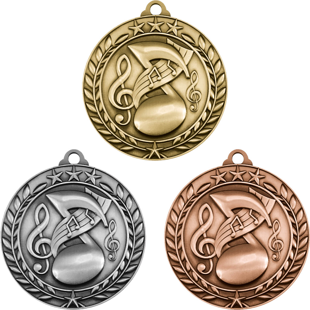 Stock Small Academic & Sports Laurel Medals: Music:Music