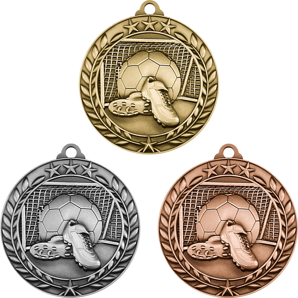Stock Small Academic & Sports Laurel Medals: Soccer:Soccer