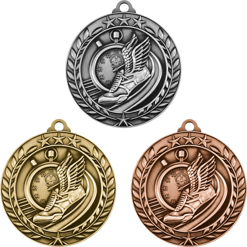 Stock Small Academic & Sports Laurel Medals: Track:Track