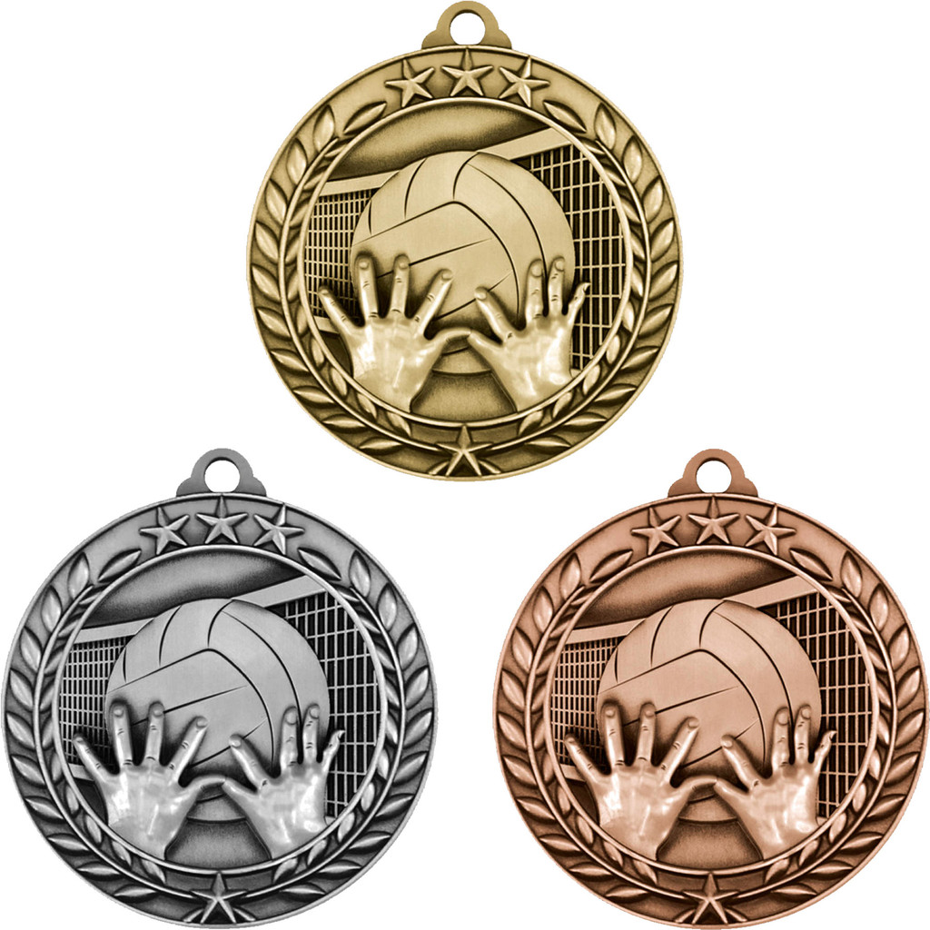 Stock Small Academic & Sports Laurel Medals: Volleyball:Volleyball