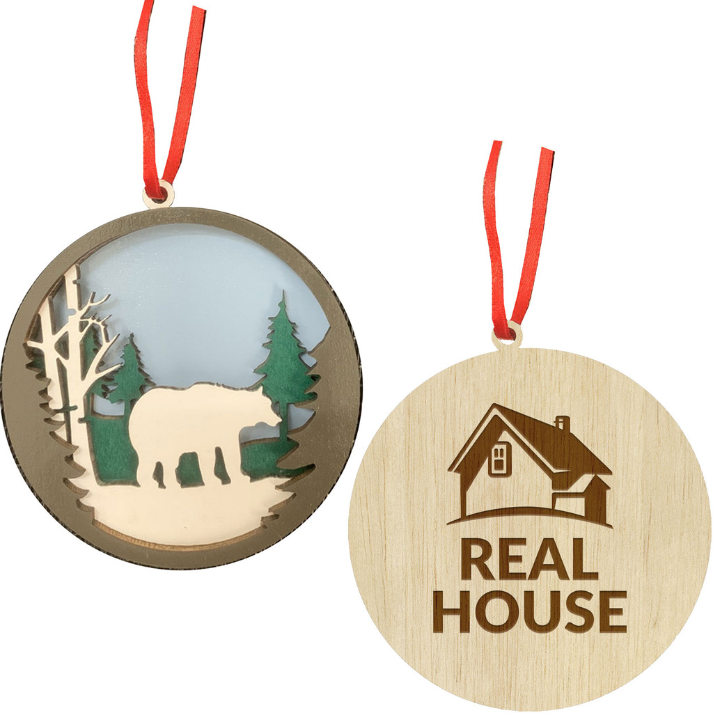 Layered Wood Ornament: Bear In Woods:Bear in Woods