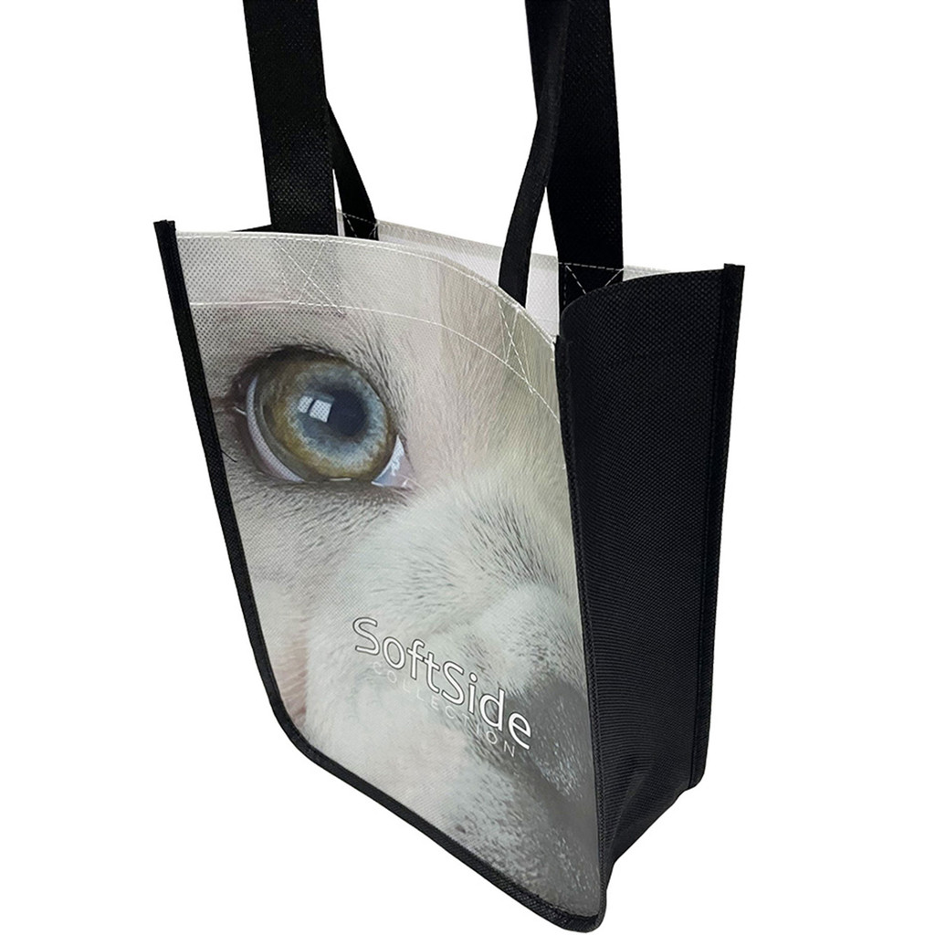 Laminated Non Woven Polypropylene Tote: 9" W X 11.5" H X 4":9" W x 11.5" H x 4" D