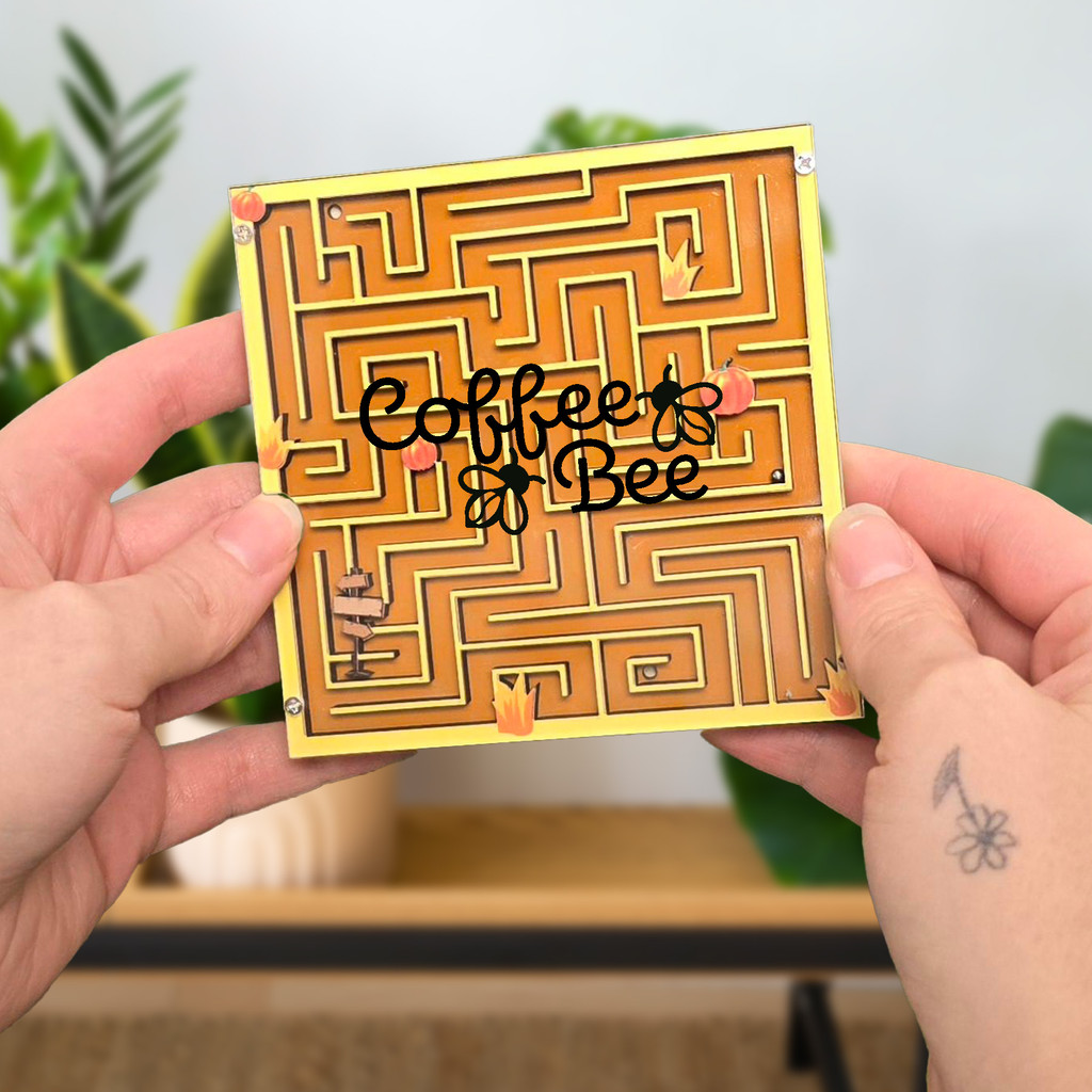 Labyrinth Layered Wood Coaster