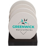 Round Ceramic Coaster: 4 Pc. Set With Stand:4 Pc. Set with Stand