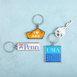 Custom Die Cast Keychain W/Offset Print & Epoxy Dome: 2 Side:2 Side Imprint