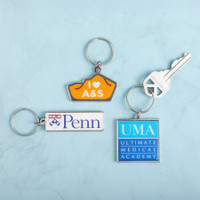 Custom Die Cast Keychain W/Offset Print & Epoxy Dome: 2 Side:2 Side Imprint