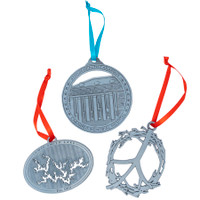 Die Struck Ornaments: 3" W X 3" H:3" W x 3" H