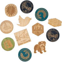 Wood Stickers: 2" W X 2" H:2" W x 2" H