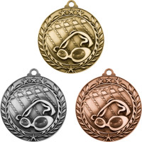 Stock Small Academic & Sports Laurel Medals: Swimming:Swimming
