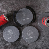 Relic Diatomite Coaster: 4 Pc Set In Metal Stand:4 pc Set in Metal Stand