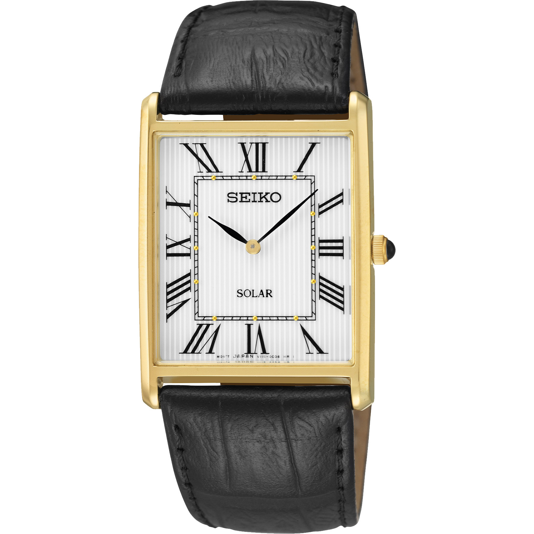 SEIKO SWR052時計 Seiko SWR052 Mens Solar Gold Case White Dial Black Strap - HPG Sandbox