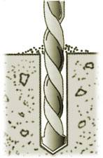 Drill hole with carbide tipped bit, based on recommended diameter and depth of anchor.