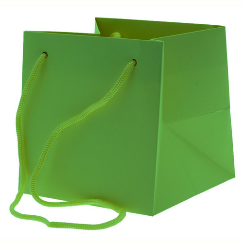 Lime Green Cube Hand Tied Bag (17cm x 17cm)