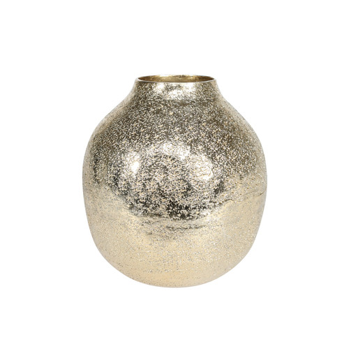 Aluminium Hammered Effect Ball Vase Bright Gold (11cm H x 10.5cm W)
