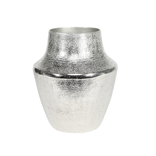 Aluminium Hammered Effect Tapered Vase Silver (12.5cm H x 10.5cm W)