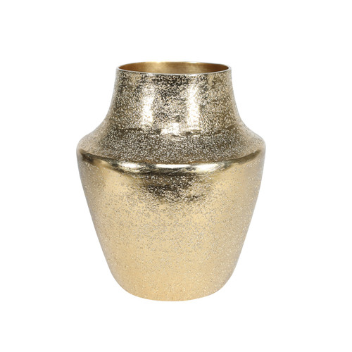 Aluminium Hammered Effect Tapered Vase Bright Gold (12.5cm H x 10.5cm W)